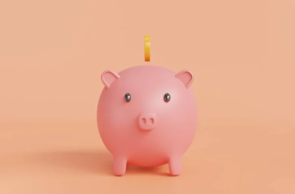 Piggy Bank Aislado Fondo Anaranjado Símbolo Objetivos Savings Investment Business —  Fotos de Stock