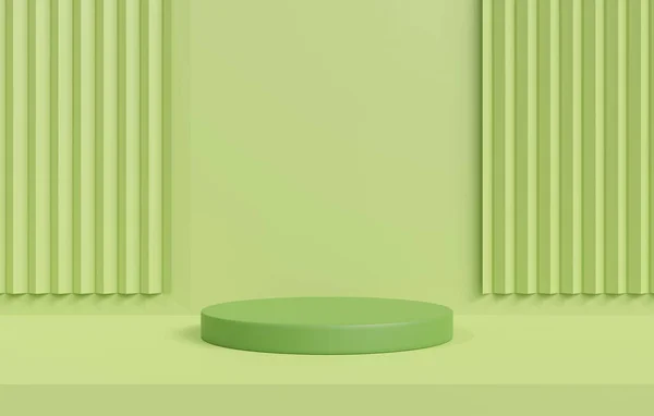 Podium Green Backdrop Product Display Presentation Abstract Scene Background Realistic — Stockfoto