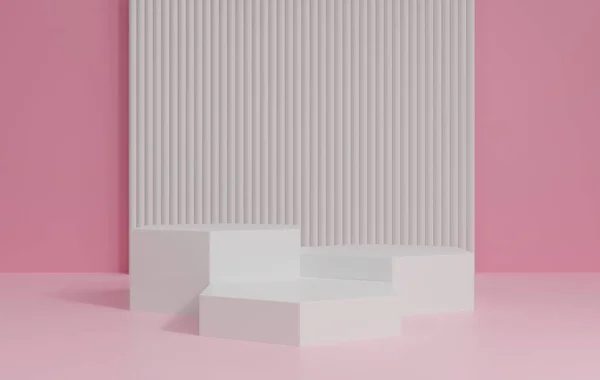 Display Podium White Background Stand Minimal Mockup Presentation Abstract Pink — Stock Photo, Image