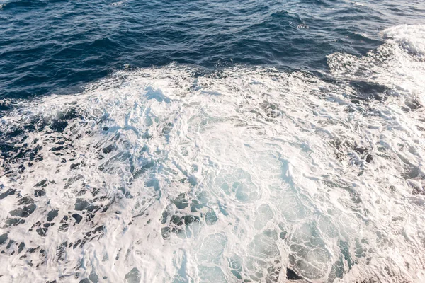 Beautiful Sea Blue Water Texture Waves Foam Top View — Stock Photo, Image