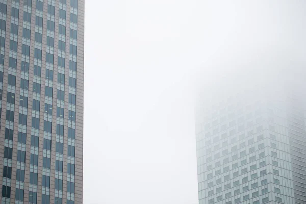 Office and business buildings in the fog. Minimalism
