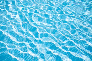 Amazing beautiful blue water texture with waves in the pool