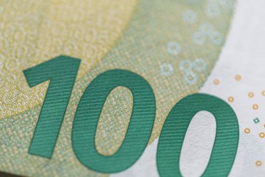 Avrupa banknotu 100 Euro, makro. İş ve finans, konsept