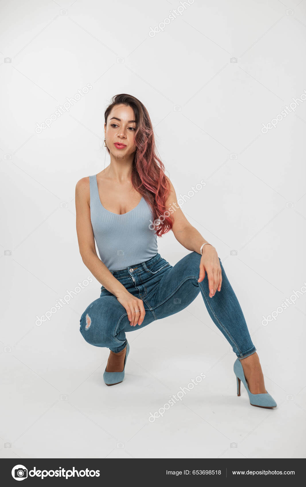 Young slim african american female in big jeans enjoy weight loss . Ai  Generated 32192753 Stock Photo at Vecteezy