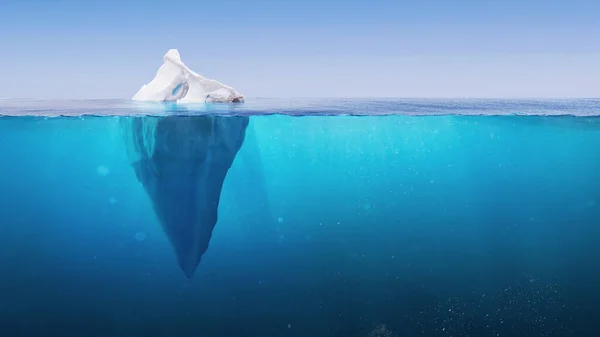 Bílý Ledovec Průzračném Modrém Moři Pod Výhledem Vodu Ledovec Hidden — Stock fotografie