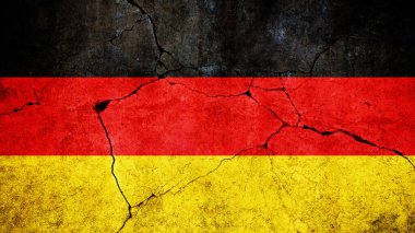 Çatlamış beton duvarda Almanya bayrağı, konsept. Ekonomi ve kriz, yaratıcılık. Özgürlük ve vatanseverlik. Alman milleti