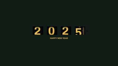 Benzin sayacı 2025, yaratıcı fikir. Yakıt kolonu, konsept. Koyu yeşil arka planda Karşıt Altın 2024 2025 değişiklikleri. Mutlu yıllar.