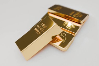 Zenginliği, yatırımı, finansal güvenliği ve ekonomik başarıyı simgeleyen parlak altın külçeler yığını. Bankacılık, finans, lüks ve refah ilişkili kavramlar için mükemmel bir imaj. Yatırım, yaratıcı 