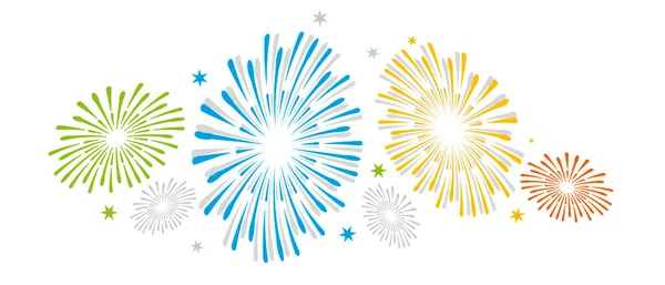 Vuurwerk Een Witte Achtergrond Kan Worden Gebruikt Voor Feesten Nieuwjaarsevenementen — Stockvector