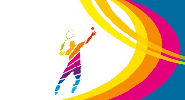 Broşür veya web tasarımı için kullanılacak bir şablon olarak tenis sporu grafiği.