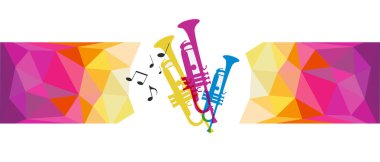 Abstract music graphic with trumpet.