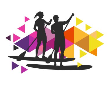 Paddleboard graphic for use as a template for flyer or for use in web design.