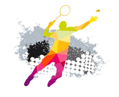 Badminton design sport graphic with badminton player in action and design elements in vector quality.