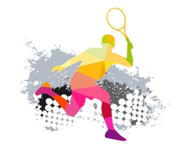 Broşür veya web tasarımı için kullanılacak bir şablon olarak tenis sporu grafiği.