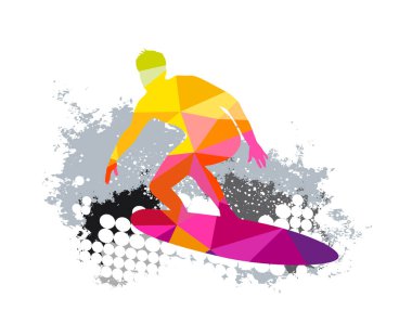 Broşür veya web tasarımı için kullanılacak bir şablon olarak sörf sporu grafiği.