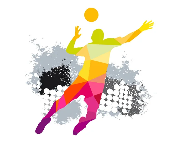 Graphisme Sportif Volleyball Plage Avec Joueur Volleyball Action Éléments Design — Image vectorielle