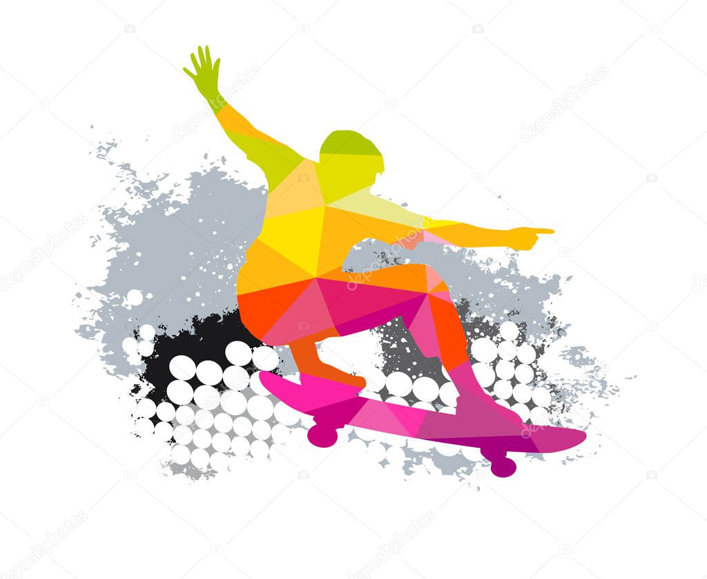 Skateboarding sport graphic for use as a template for flyer or for use in web design.