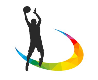 Basketball design sport graphic with basketball player in action and design elements in vector quality.