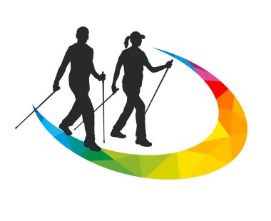 Nordic walking sport graphic for use as a template for flyer or for use in web design.