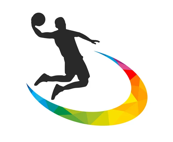 Баскетбольный Дизайн Спортивная Графика Баскетболистом Действии Элементы Дизайна Векторном Качестве — стоковый вектор