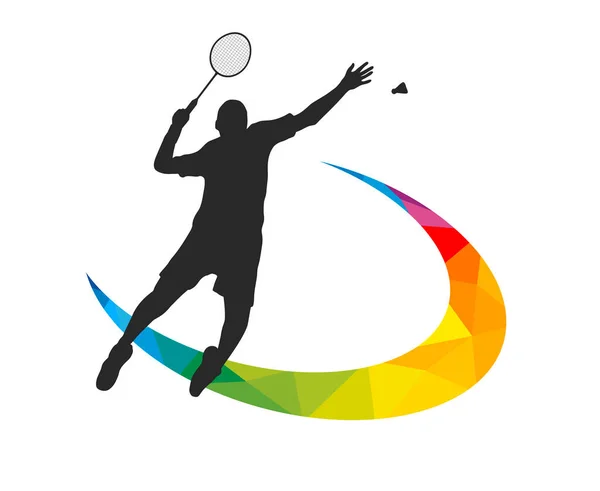 Badminton Design Sport Graphic Badminton Player Action Design Elements Vector — Stok Vektör