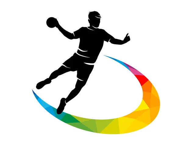 チラシのテンプレートとして使用したり ウェブデザインで使用するためのハンドボールスポーツグラフィック — ストックベクタ