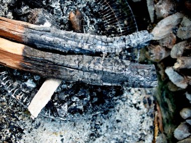 Şöminede yanan odun.