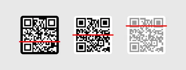 QR kodu ayarlandı. QR kod simgesini tara. Web sitesi tasarımı ve cep telefonu için simge QR kodu siyah hatları. Beyaz arkaplanda vektör illüstrasyonu