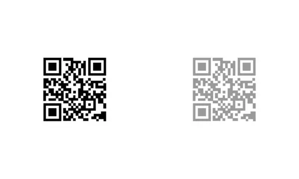 QR kodu ayarlandı. QR kod simgesini tara. Web sitesi tasarımı ve cep telefonu için simge QR kodu siyah hatları. Beyaz arkaplanda vektör illüstrasyonu
