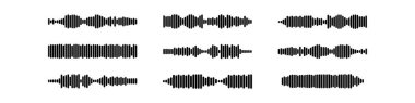 Podcast ses dalgaları ve sesli mesaj kayıtları ve cep telefonu sesli mesaj ses dalgası vektör simgeleri