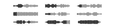 Podcast ses dalgaları ve sesli mesaj kayıtları ve cep telefonu sesli mesaj ses dalgası vektör simgeleri