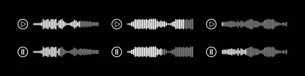 Podcast ses dalgaları ve sesli mesaj kayıtları ve cep telefonu sesli mesaj ses dalgası vektör simgeleri