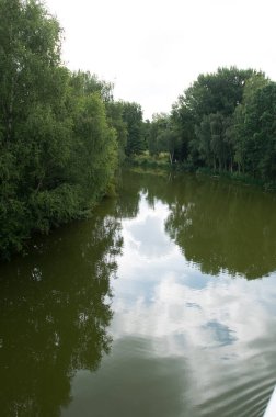 Ağaçlı küçük bir gölet.