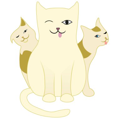 Üç komik kedi göz kırp ve dillerini göster.