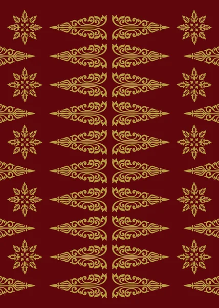 インドネシアのバティックのような伝統的な古典的なマレーの手織りの赤いソケットまたは金の糸のベクトルが付いている民族パターン マレーシアかリウスから 生地のシームレスな装飾は トライバルやクライスリーやナバホのような バタックからの潰瘍さえ — ストックベクタ
