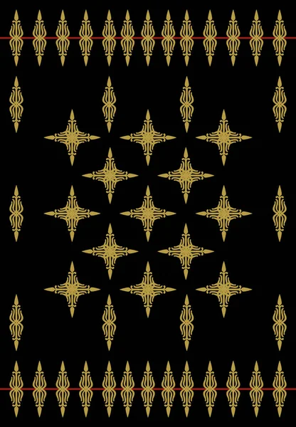 伝統的な古典的なマレーの手織りのブラックソケットは インドネシアのバティックのような または金の糸ベクトルを持つ民族パターン マレーシアやリウから 生地のシームレスな装飾は トライバルやクライスリーやナバホのような バタックからの潰瘍さえ — ストックベクタ