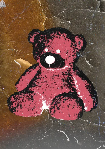 Teddybär Auf Schwarzem Hintergrund — Stockfoto