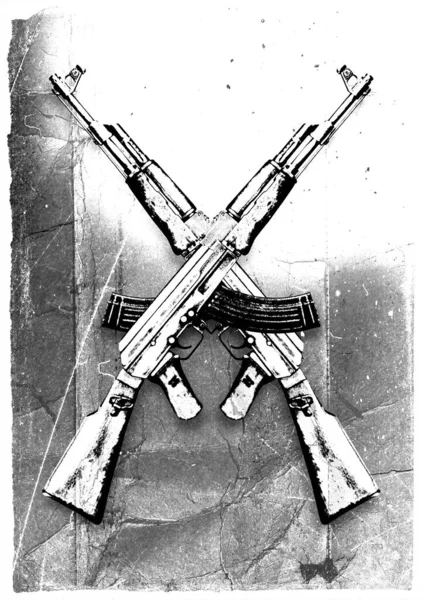 Poster Kalashnikov Military Weapon Terrorist War Vintage Say War Conflict — Stock Photo, Image
