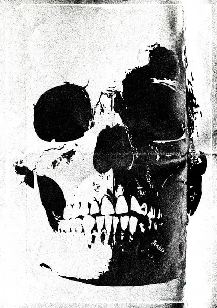 Korkunç Grunge Kafatası Korkunç Iskeletli Korkunç Duvar Kağıdı Siyah Doku — Stok fotoğraf
