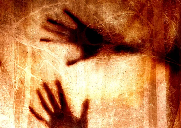 Horror Scary Hand Mark Zombie Hand Poster Background Halloween Movie — Stock Photo, Image