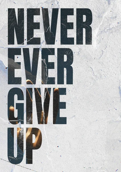 Never Give Quotes Poster Citazioni Motivazionali Imprenditore Uomo Affari Ispirazione — Foto Stock