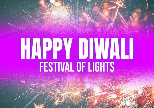 Festival Indio Happy Diwali Con Festival Luces Fondo Vacaciones Cartel — Foto de Stock