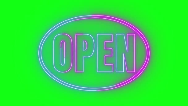 Open Neon Sign Tło Bezproblemowa Pętla Animacja Neonu Otwarty Znak — Wideo stockowe