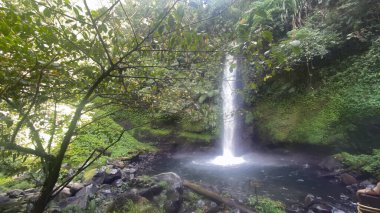 Batı Java Endonezya 'daki Curug Sawer ya da Şelalenin çarpıcı manzarası