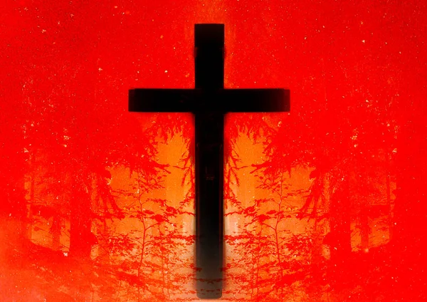 Christian Cross, Jesus Christ Cross symbol, Christian or Catholic Symbol, with background, for poster, banner, music album and else