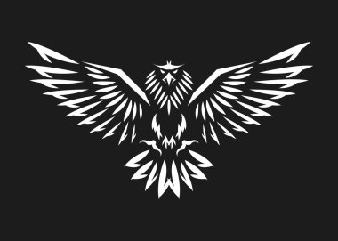 Kartal ve kanat logosu, şahin ya da kuş amblemi, öfkeli ikon, cesur, lüks ve maceraperest stili, iş ya da şirket için, uçan kuş