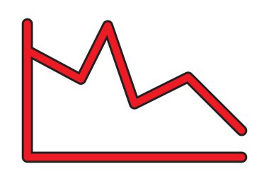 aşağı ok stok simgesi beyaz arka planda. Düz stil. Web sitesi tasarımı, uygulaması, UI için finansal pazar çökme simgesi. Grafik çizelgesi aşağı eğilim sembolü. Tabela aşağı iniyor. zarar eden iş pazarlama sembolü