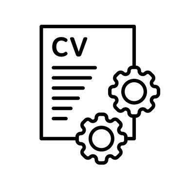 Beyaz arkaplan vektör stok illüstrasyonuna sahip cv simgesi, ilerleme simgesi üzerine cv