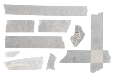 Maskeleme bandı, kağıt yapıştırıcı bant veya siyah arkaplanda izole edilmiş şeritler, buruşuk kağıt veya yapışkan makaslar, poster tasarımı örtüleri veya elementler, grunge ve kırışıklık