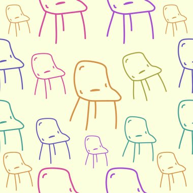 El Çekimi Renkli Sandalye Kusursuz Desensiz Şekil Vektörü ResimleriComment